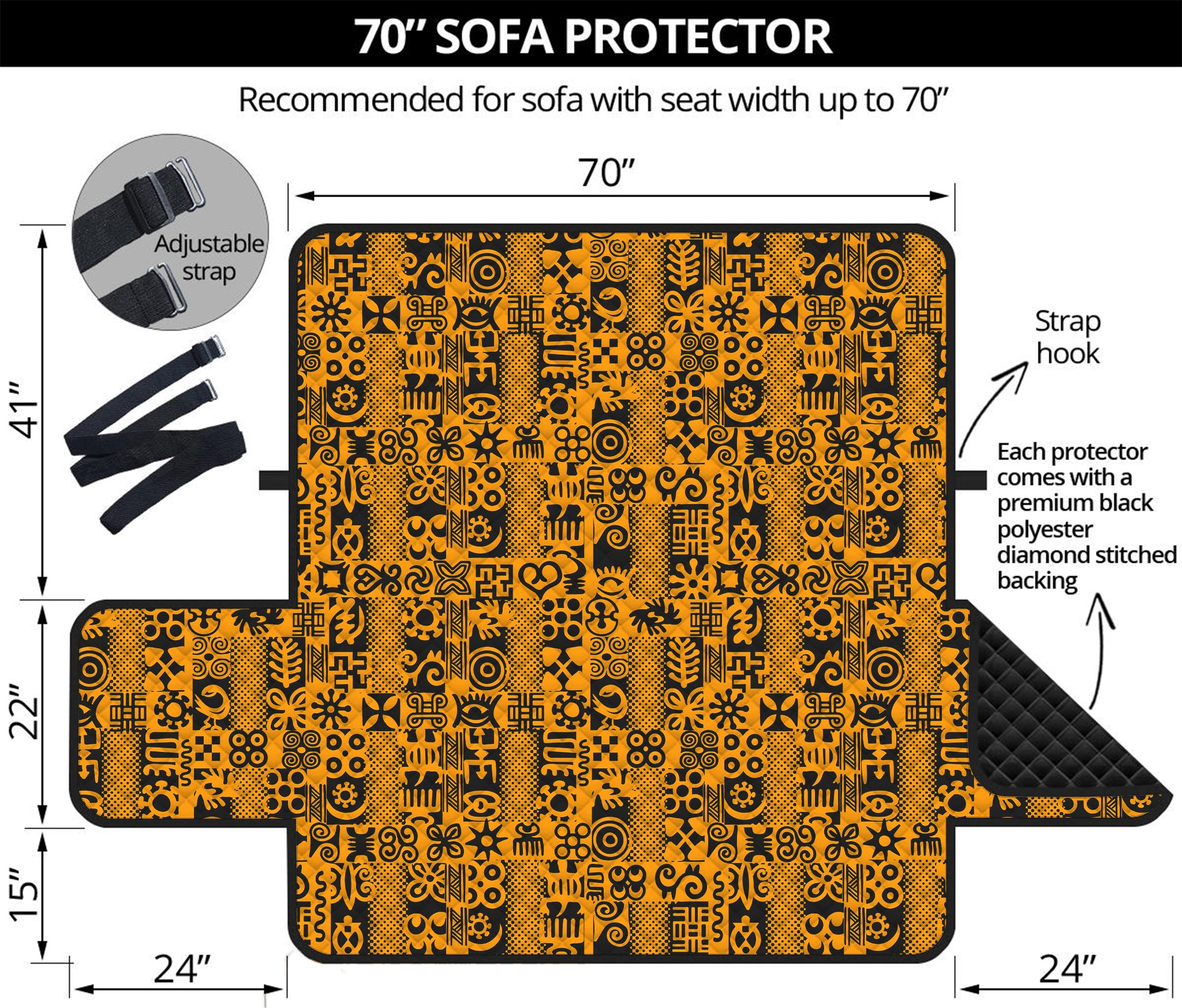 West African Adinkra Tribe Symbols Sofa Protector