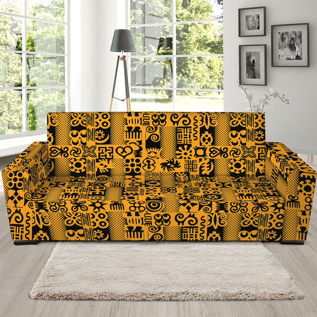 West African Adinkra Tribe Symbols Sofa Slipcover