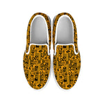 West African Adinkra Tribe Symbols White Slip On Shoes