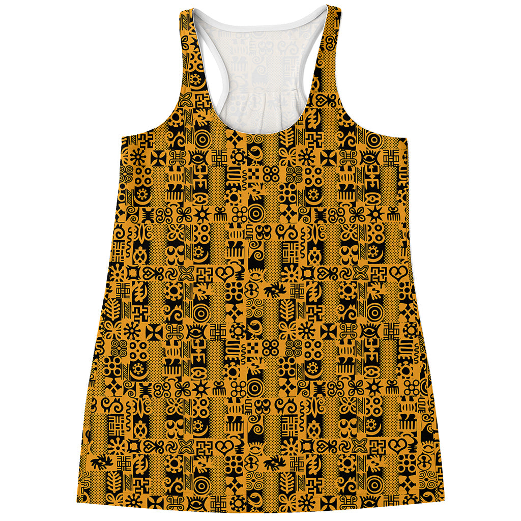 West African Adinkra Tribe Symbols Women's Racerback Tank Top