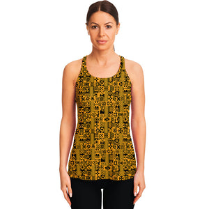 West African Adinkra Tribe Symbols Women's Racerback Tank Top