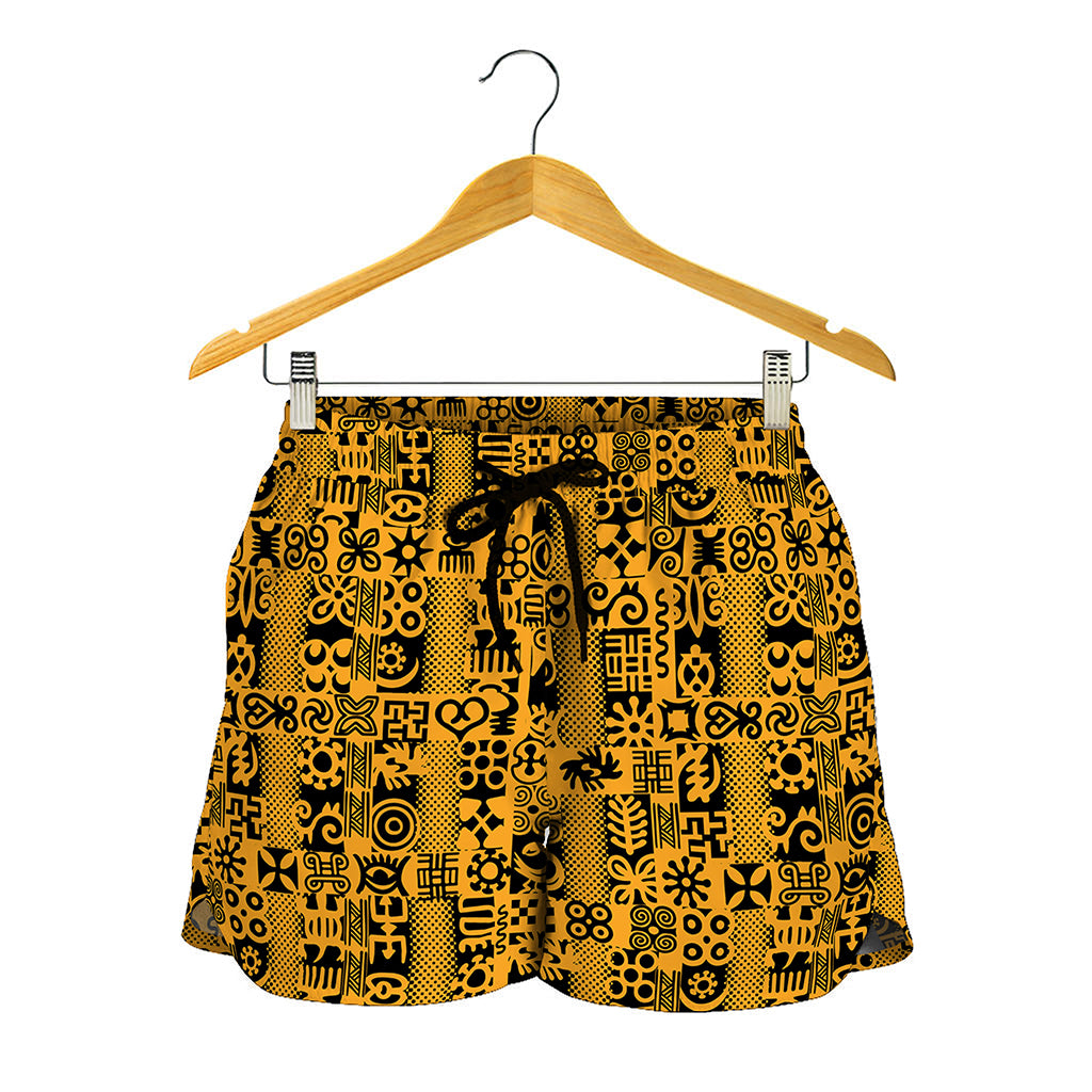 West African Adinkra Tribe Symbols Women's Shorts