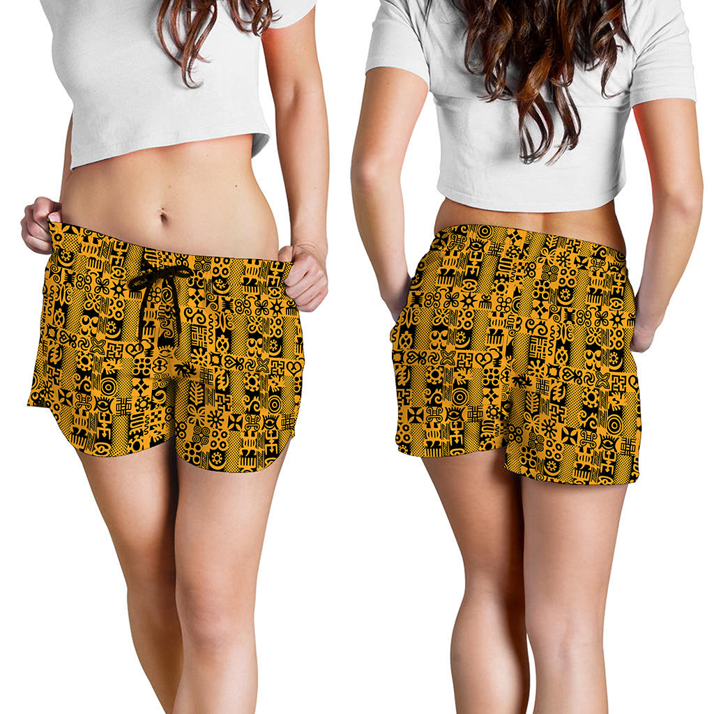 West African Adinkra Tribe Symbols Women's Shorts