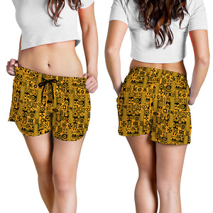 West African Adinkra Tribe Symbols Women's Shorts