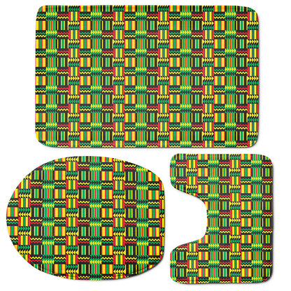 West African Kente Tribal Pattern Print 3 Piece Bath Mat Set