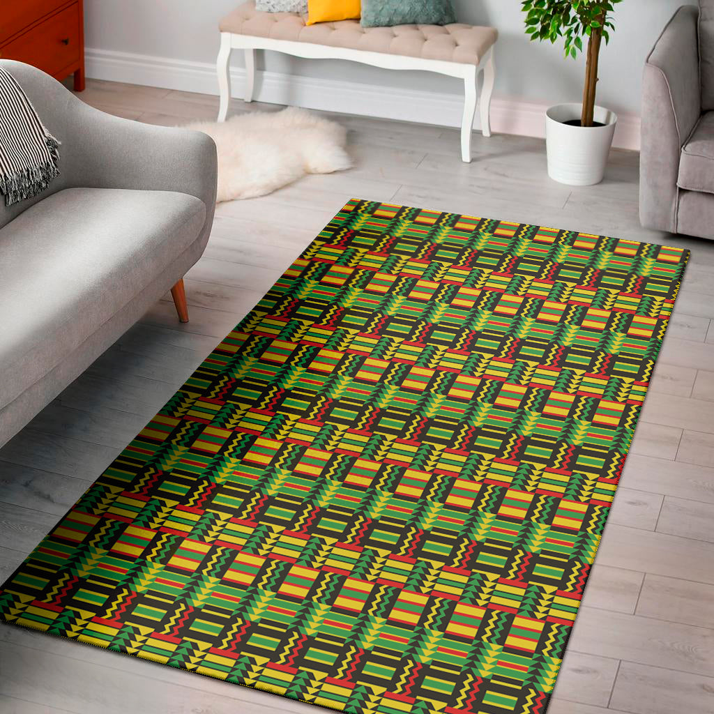 West African Kente Tribal Pattern Print Area Rug