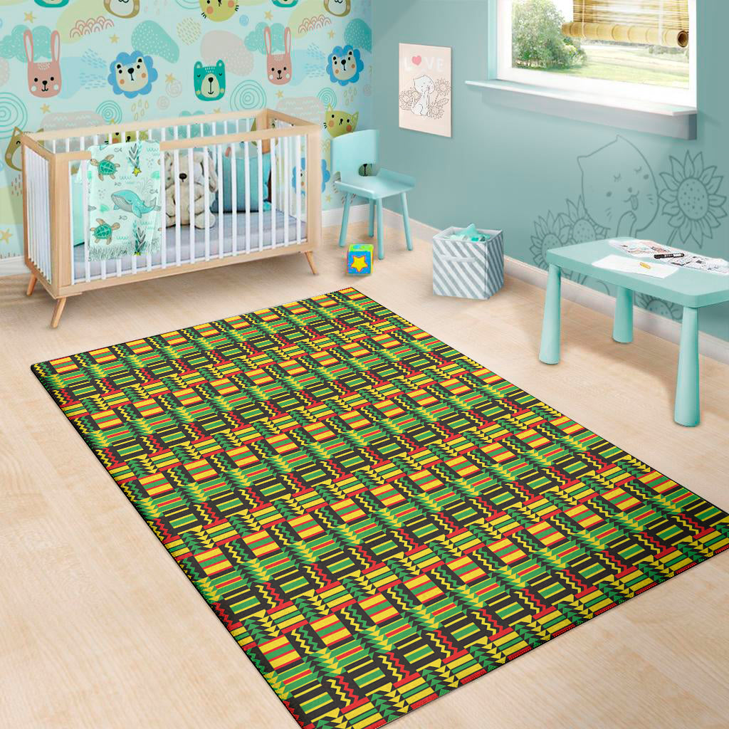 West African Kente Tribal Pattern Print Area Rug