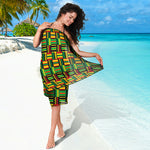 West African Kente Tribal Pattern Print Beach Sarong Wrap
