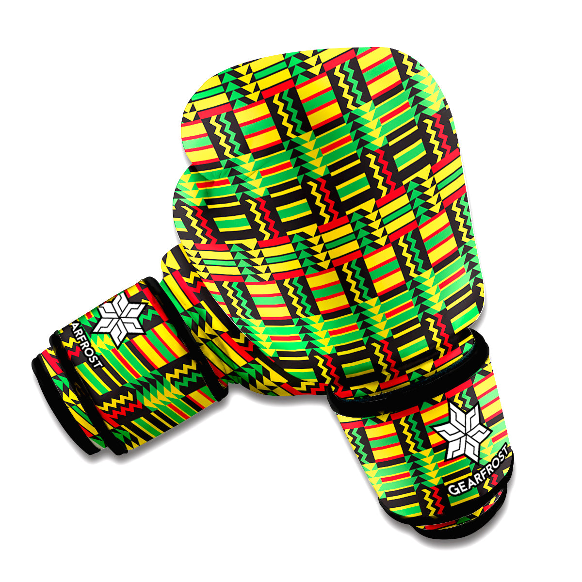 West African Kente Tribal Pattern Print Boxing Gloves