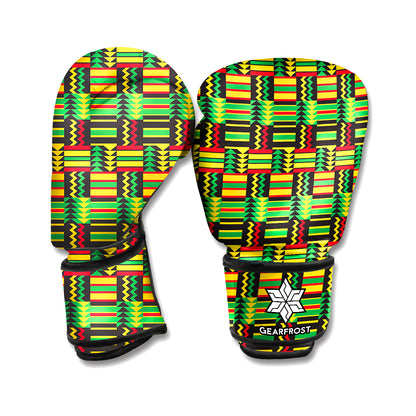 West African Kente Tribal Pattern Print Boxing Gloves