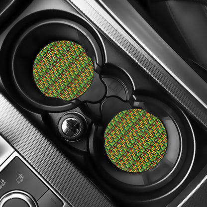 West African Kente Tribal Pattern Print Car Coasters