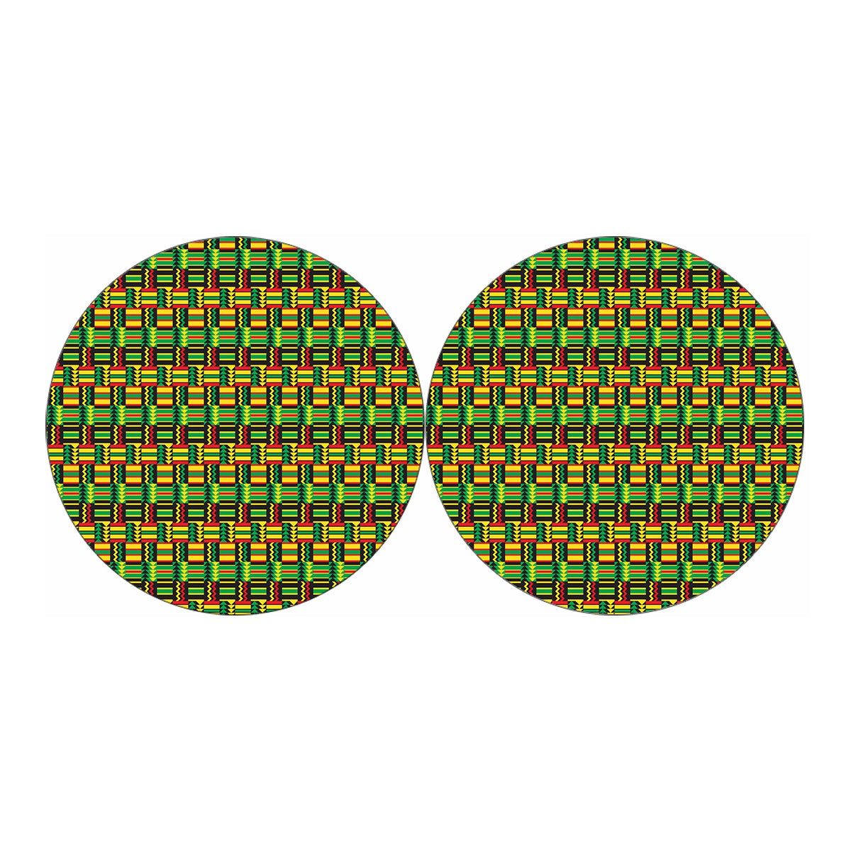 West African Kente Tribal Pattern Print Car Coasters