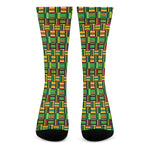 West African Kente Tribal Pattern Print Crew Socks