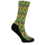 West African Kente Tribal Pattern Print Crew Socks