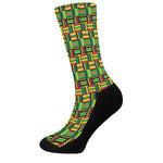 West African Kente Tribal Pattern Print Crew Socks