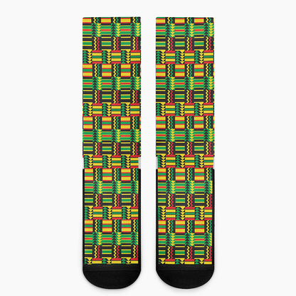 West African Kente Tribal Pattern Print Crew Socks