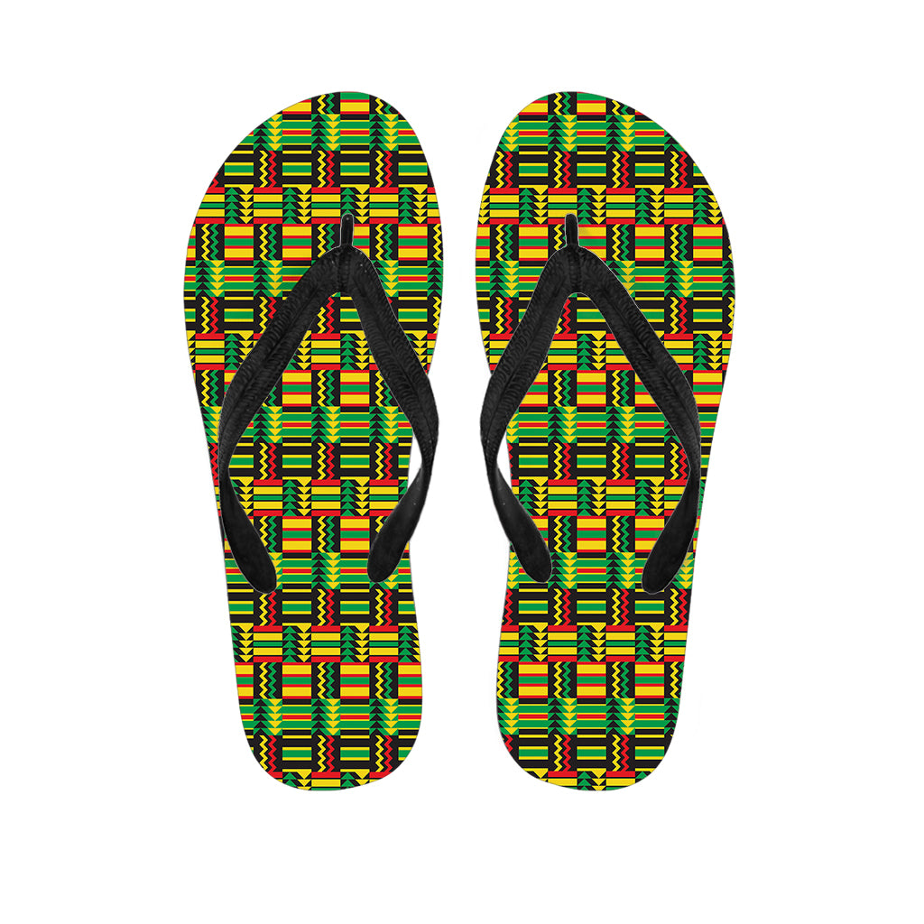 West African Kente Tribal Pattern Print Flip Flops