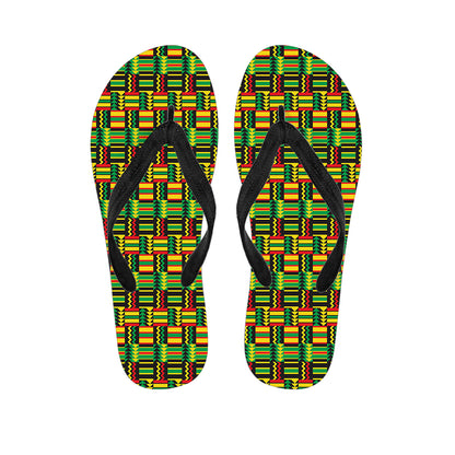 West African Kente Tribal Pattern Print Flip Flops