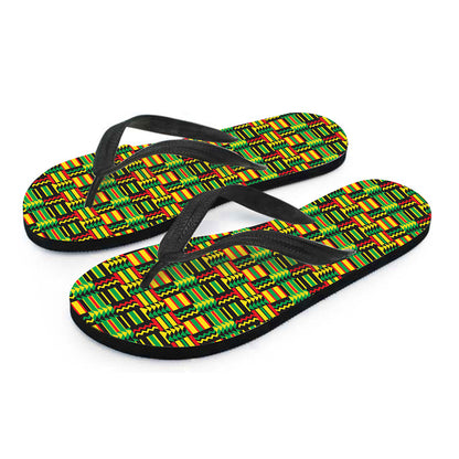West African Kente Tribal Pattern Print Flip Flops