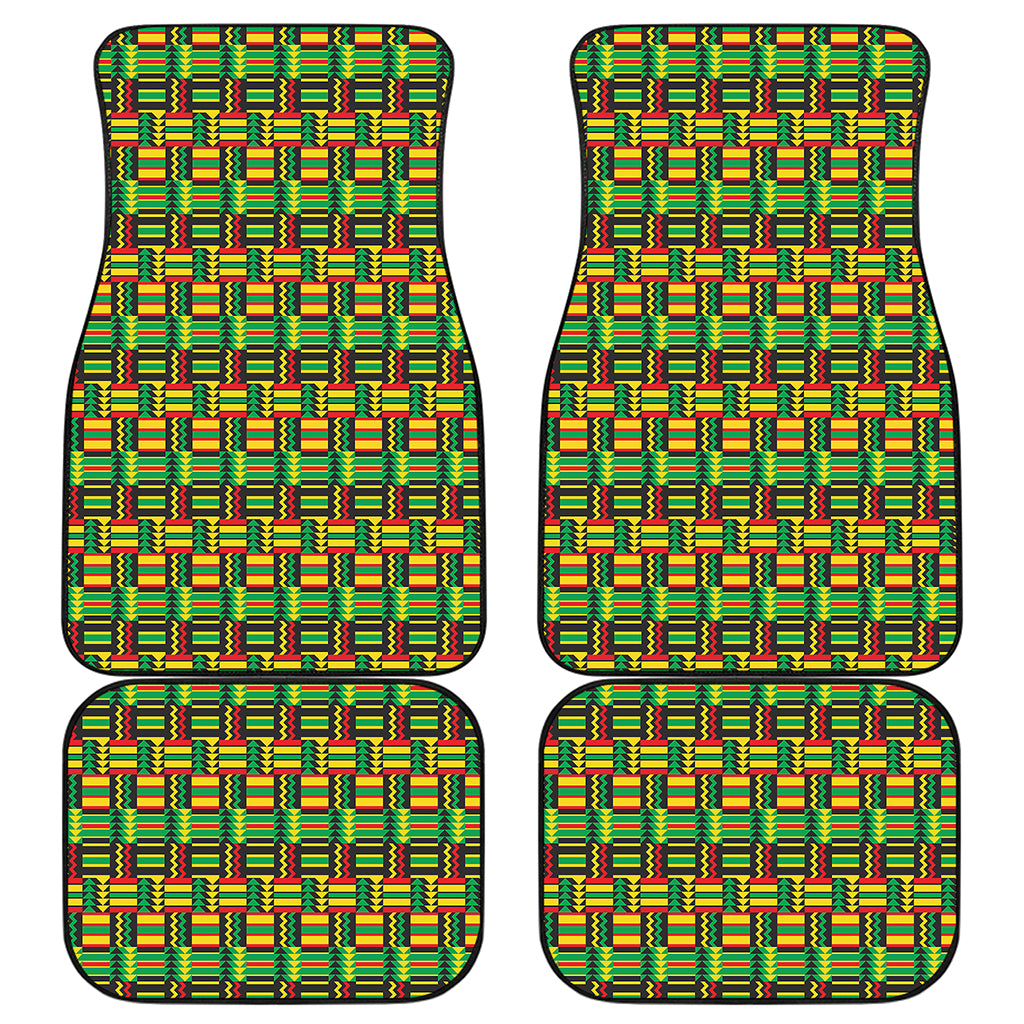 West African Kente Tribal Pattern Print Front and Back Car Floor Mats