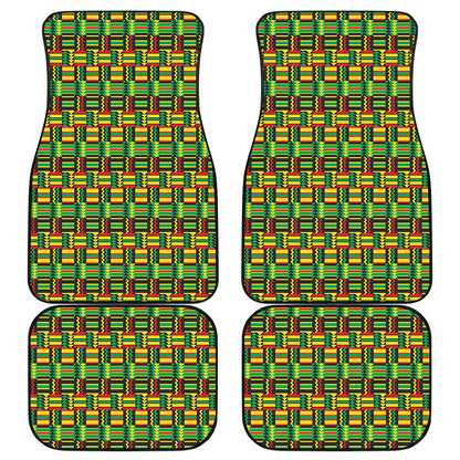 West African Kente Tribal Pattern Print Front and Back Car Floor Mats