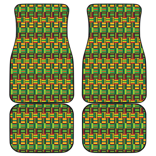 West African Kente Tribal Pattern Print Front and Back Car Floor Mats
