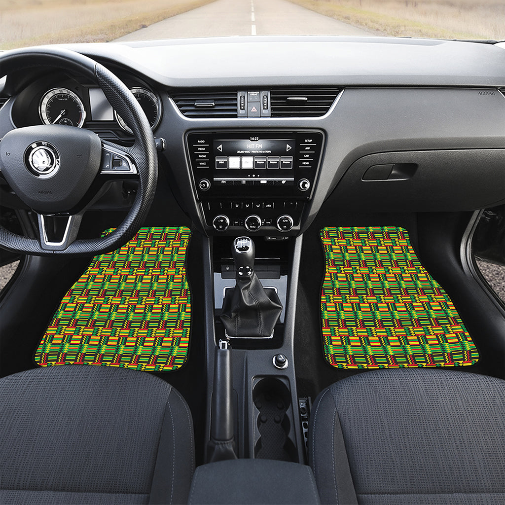 West African Kente Tribal Pattern Print Front and Back Car Floor Mats