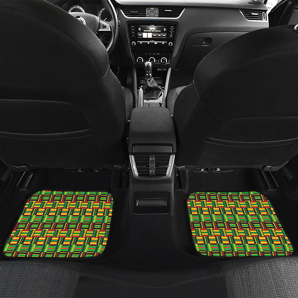 West African Kente Tribal Pattern Print Front and Back Car Floor Mats