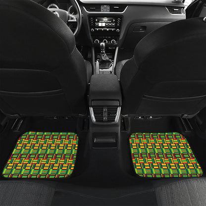 West African Kente Tribal Pattern Print Front and Back Car Floor Mats