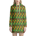 West African Kente Tribal Pattern Print Pullover Hoodie Dress