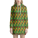 West African Kente Tribal Pattern Print Hoodie Dress