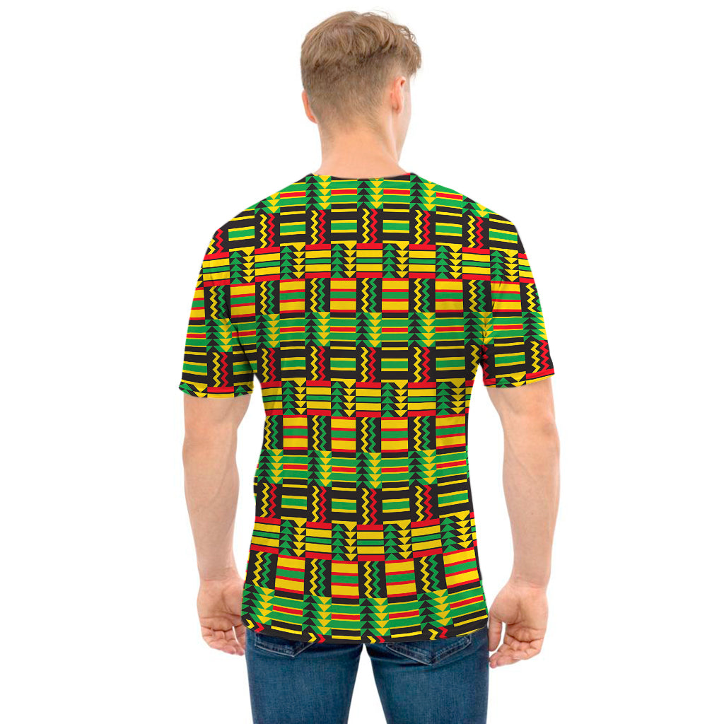 West African Kente Tribal Pattern Print Men's T-Shirt