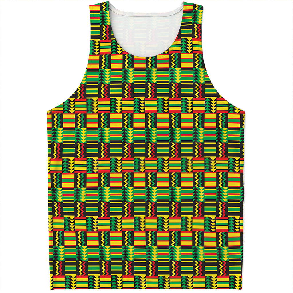 West African Kente Tribal Pattern Print Men's Tank Top