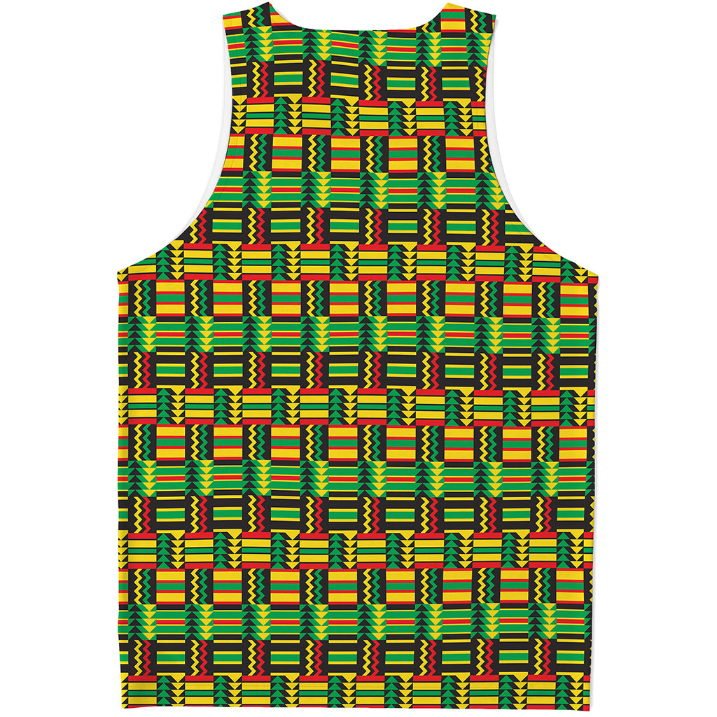 West African Kente Tribal Pattern Print Men's Tank Top