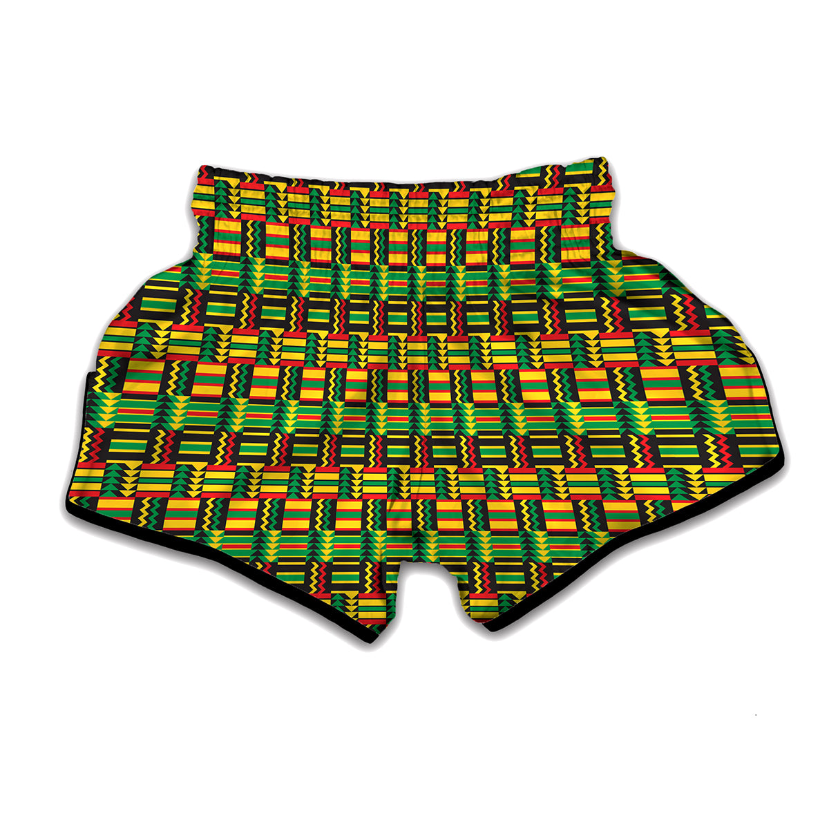 West African Kente Tribal Pattern Print Muay Thai Boxing Shorts