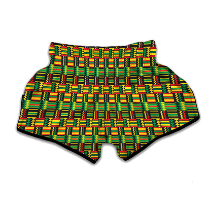 West African Kente Tribal Pattern Print Muay Thai Boxing Shorts