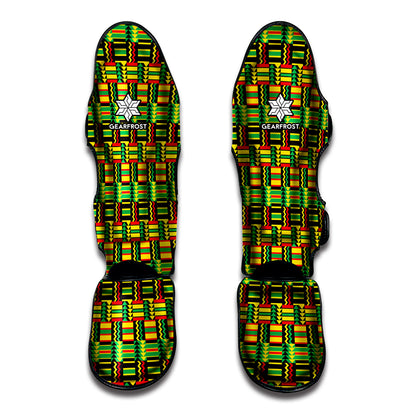 West African Kente Tribal Pattern Print Muay Thai Shin Guard