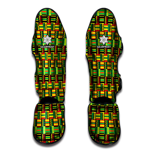 West African Kente Tribal Pattern Print Muay Thai Shin Guard