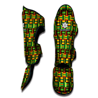 West African Kente Tribal Pattern Print Muay Thai Shin Guard
