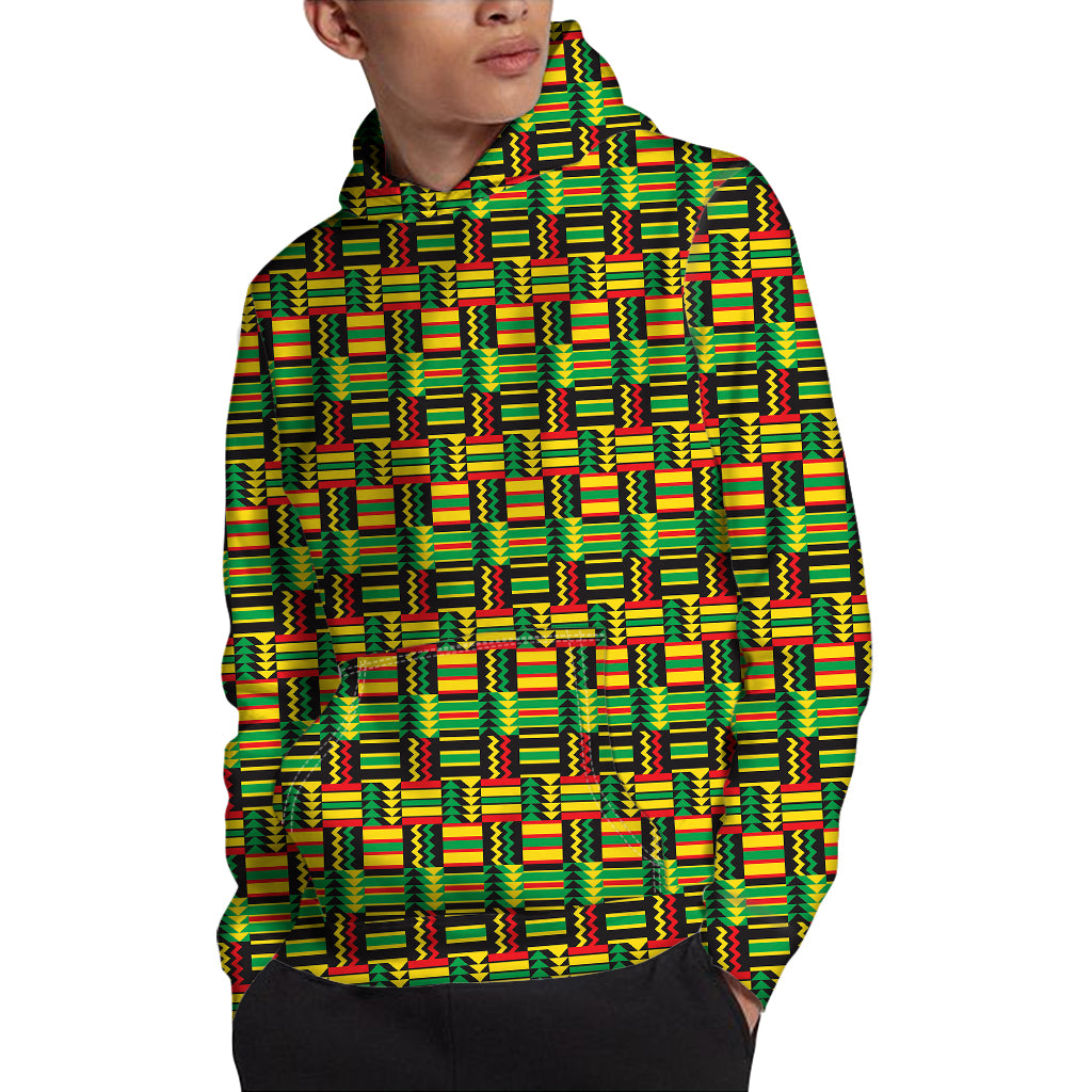 West African Kente Tribal Pattern Print Pullover Hoodie