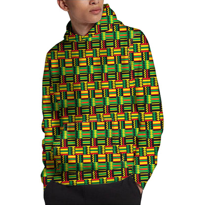West African Kente Tribal Pattern Print Pullover Hoodie