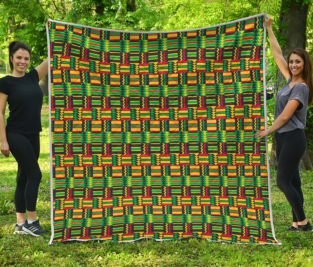 West African Kente Tribal Pattern Print Quilt