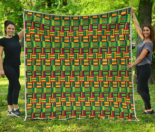 West African Kente Tribal Pattern Print Quilt