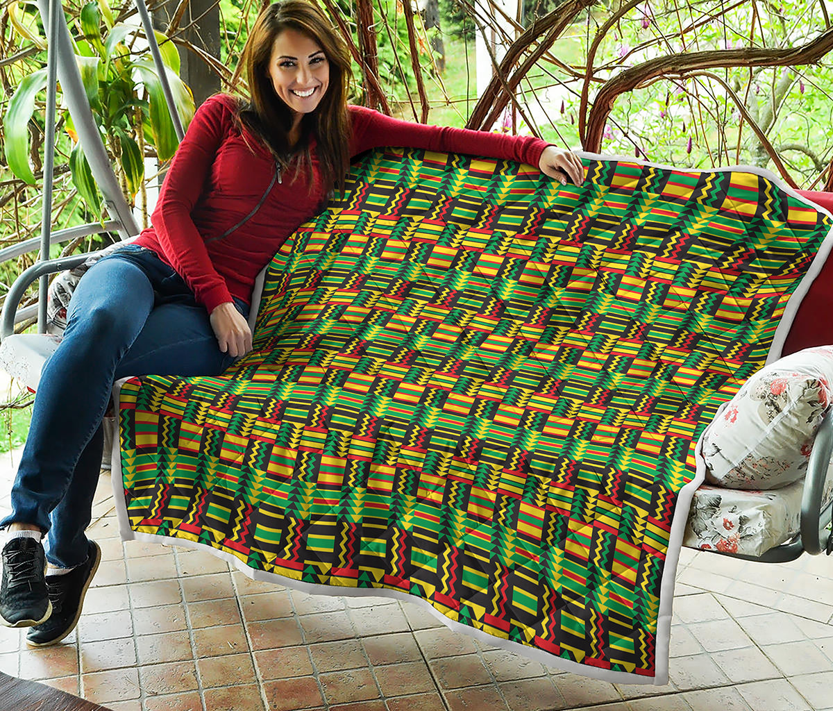 West African Kente Tribal Pattern Print Quilt