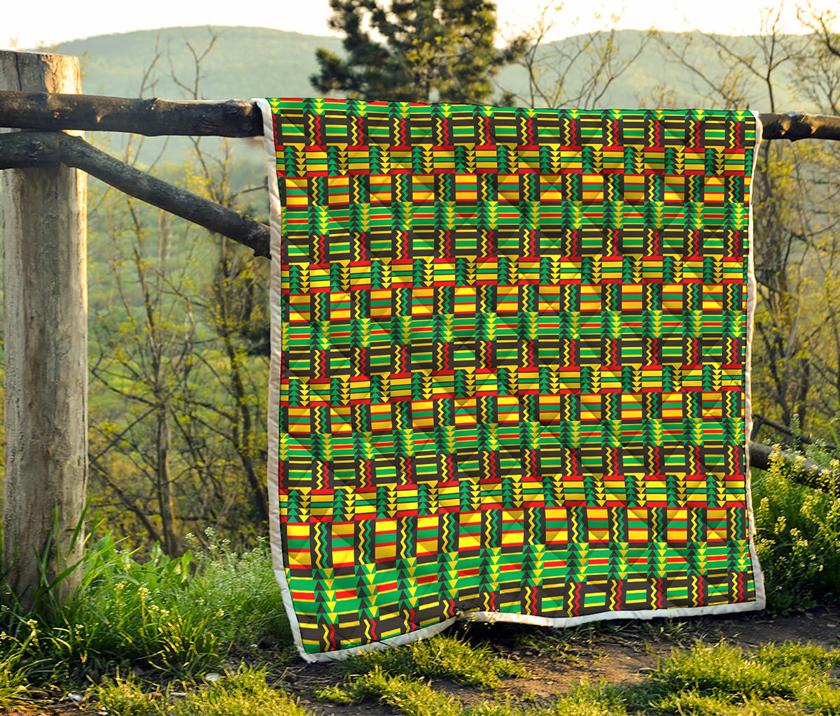 West African Kente Tribal Pattern Print Quilt