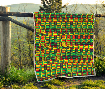 West African Kente Tribal Pattern Print Quilt