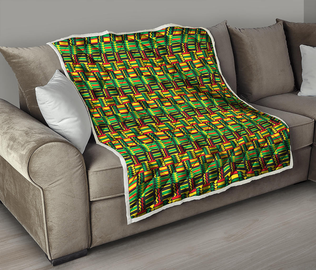 West African Kente Tribal Pattern Print Quilt