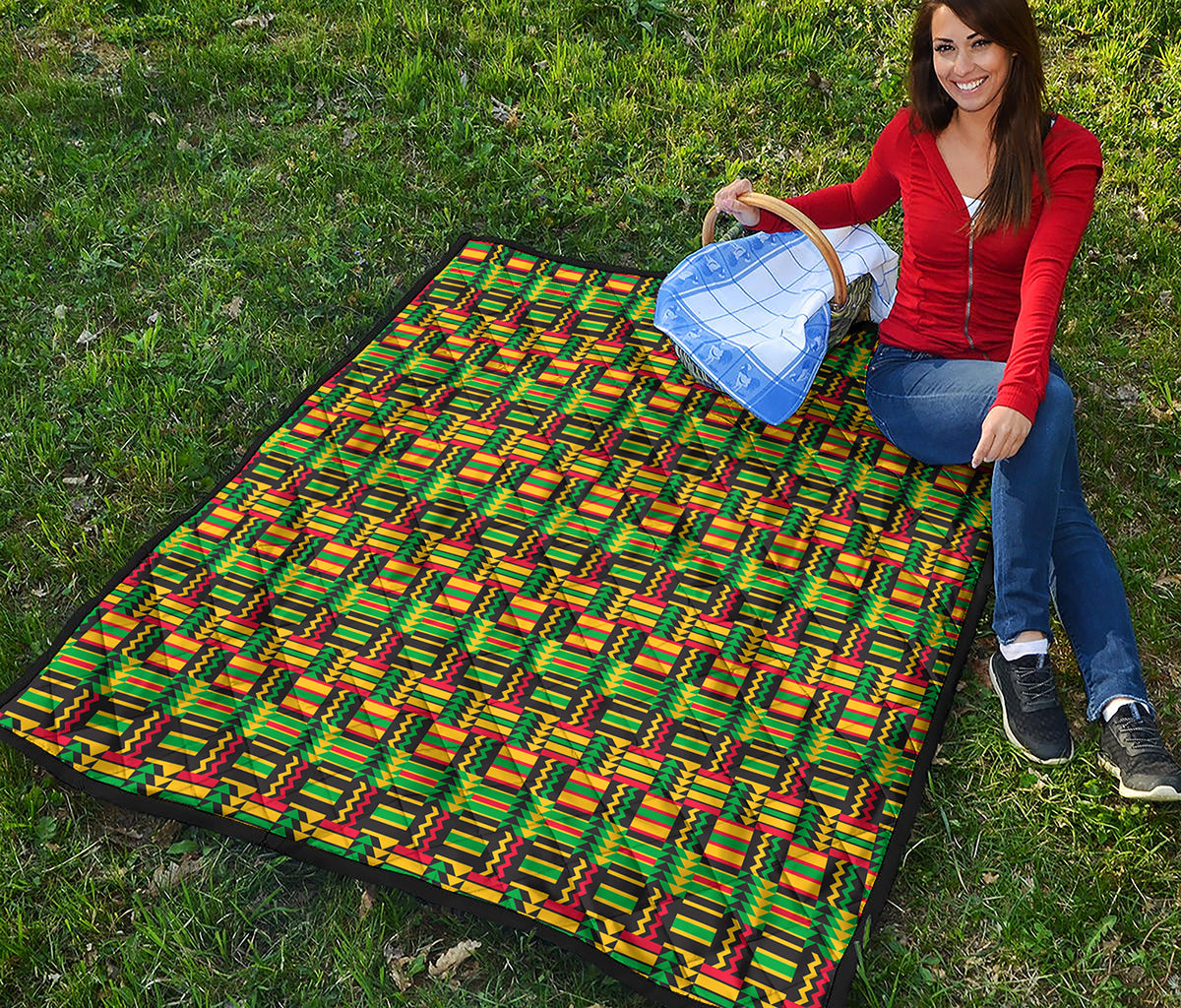 West African Kente Tribal Pattern Print Quilt