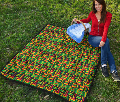 West African Kente Tribal Pattern Print Quilt