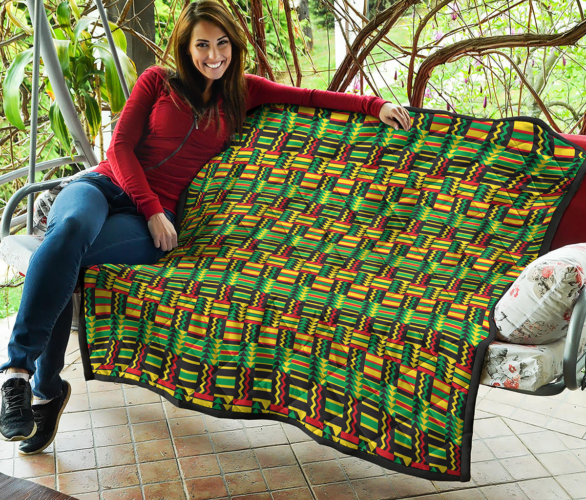 West African Kente Tribal Pattern Print Quilt